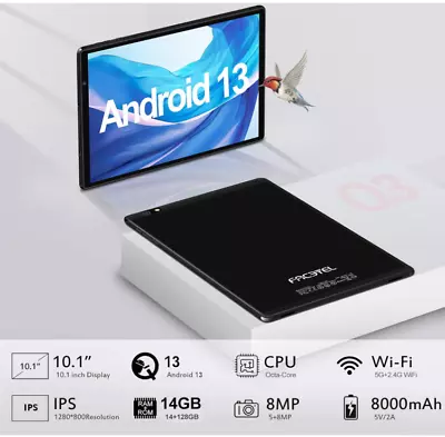 •	Android 13 Tablet 10-inch Octa-Core 14GB RAM 128GB ROM 5G WiFi Bluetooth 5 • $95