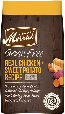 Merrick Real Chicken + Sweet Potato Recipe Grain-Free Adult Dry Dog Food 22lb • $45.97