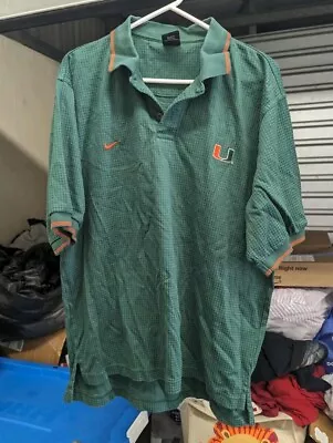 EUC Nike Dri-Fit Vintage University Of Miami Hurricanes Polo Shirt Large Green  • $22.49