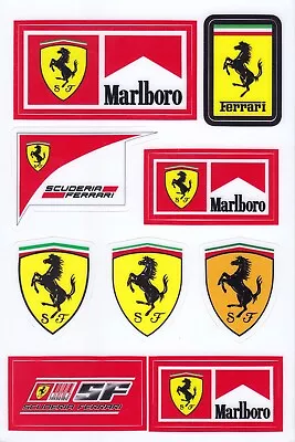 Ferrari Custom F1 And Car Shield Logo Decals 4x6 Inch Sheet  9 Die Cut Stickers • $5.99