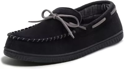 Men's Cozy Moccasin Slippers Memory Foam And Indoor/Outdoor Rubber Sole Size 11 • $14.95