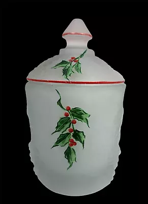 Holly & Berries Marmalade Jar W/ Lid Westmoreland Paneled Grape Satin Glass  Vtg • $34.99