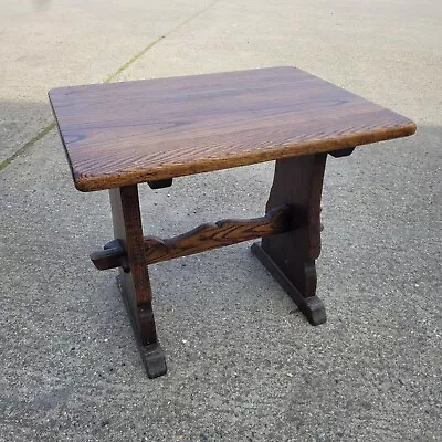 Solid Oak Sofa Side Occasional Telephone Table Peg Jointed Stretcher Antique? • £74.99