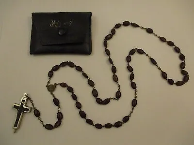 Vintage Seed Bean Rosary Crucifix Cross Hidden Compartment Reliquary Pouch • $44.99
