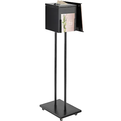 VEVOR Floor Standing Suggestion Box Donation Box W/ Stand & Rolling Wheels Black • $65.79