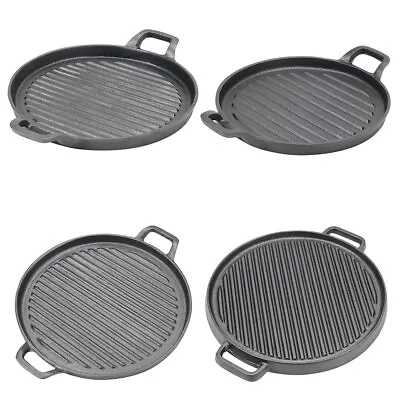 £20.99 • Buy Cast Iron Frying Griddle Plate Pan Grill BBQ Skillet Pancake Reversible Cooking