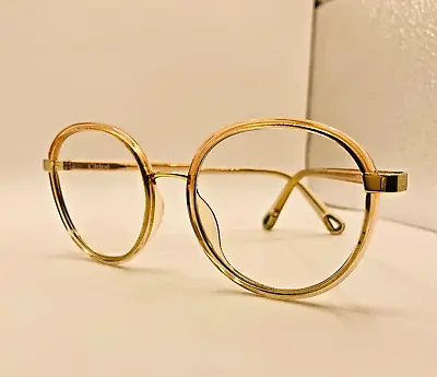 CHLOE Franky CH0033O 003 51mm Crystal Orange Rose Gold Eyeglass Frames Round 70s • $59.99