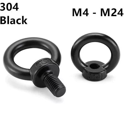 Black 304 Stainless Steel Machinery LIFTING EYEBOLTS NUTS M4 M5 M6 M8 M10-M24 • $13.39