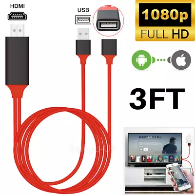 3FT 1080P MHL USB To HDMI HD TV HDTV Cable Adapter For Android IPhone Samsung LG • $11.99