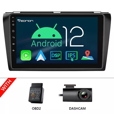 DVR+OBD+For Mazda 3 04-09 9  IPS Car Radio GPS Nav DSP CarPlay Android 12 Stereo • $249.44