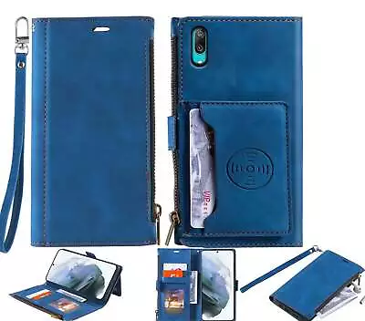 Huawei Y7 Pro 2019 Suede Wallet Case Zip Pouch Back Pocket/Stand Lanyard • $13.50