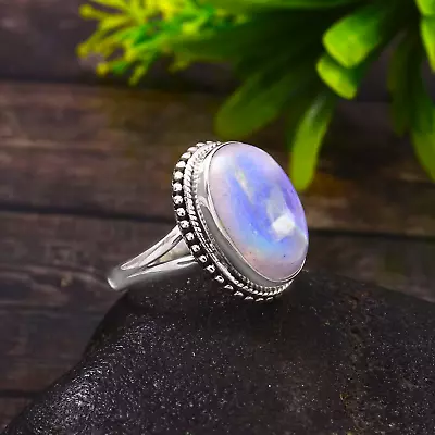Rainbow Moonstone Ring 925 Sterling Silver Handmade Ring Birthstone Ring Jewelry • $22.50