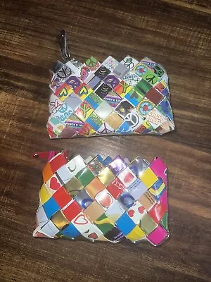 (2) Nahui Ollin Candy Wrapper Coin Purse Zipper • $12.99