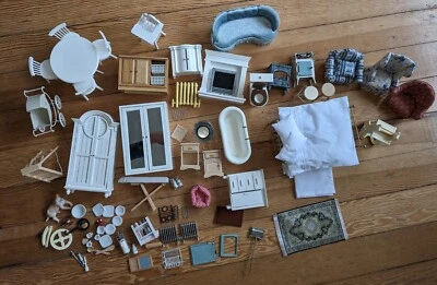 £2.20 • Buy Dolls House Furniture Bundle/Joblot - Table/Bed/Chairs/Bath/Kitchen/Dog Etc