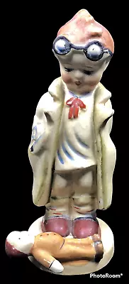 Vintage Little Boy Figurine Playing Doctor Hand Painted Porcelain Japan 5.5” • $26.95