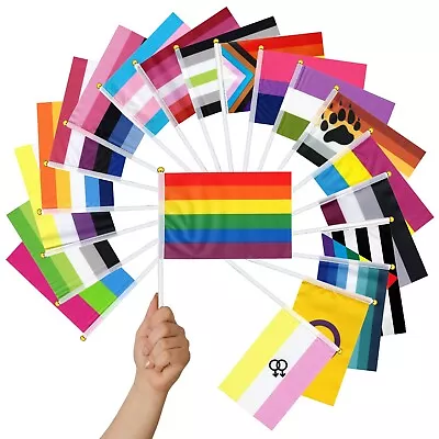 Mini PRIDE HANDHELD FLAG LGBT Rainbow Trans Genderfluid Asexual Lesbian Pan Bi • $5.99