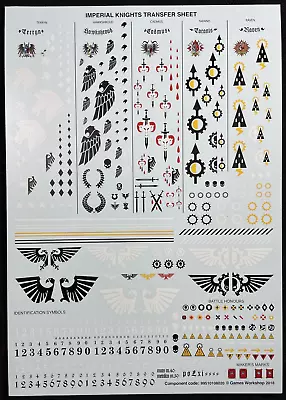 40K Imperial Knight Transfer Sheet Dominus Titan Warhammer Decals Warden Errant • $47.63