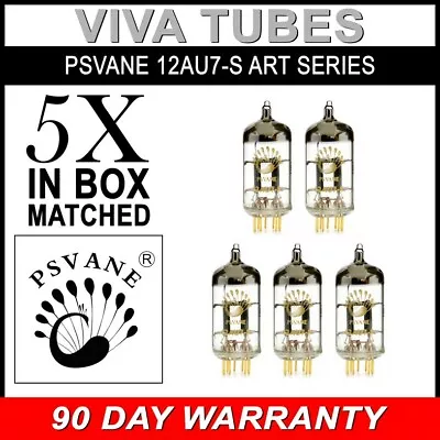 $321.15 • Buy New Matched Quintet (5) Psvane 12AU7-S ECC82 Gold Pins Art Series Vacuum Tubes
