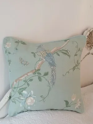 16”cushion Cover Laura Ashley Summer Palace Eau De Nil Fabric Piped Back Bacall • £22