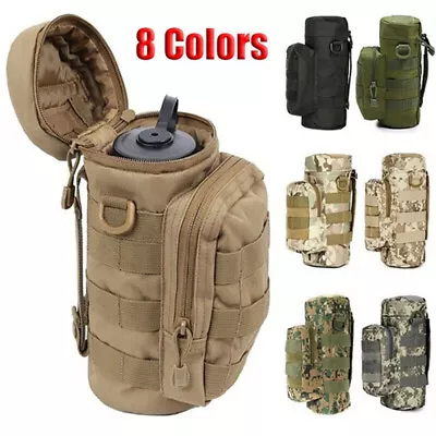 Tactical Molle Water Bottle Pouch  Outdoor Kettle Bag Water Carrier Adjustable • $20.28