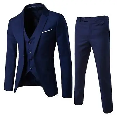 Men Slim Fit Suit Tuxedo Jacket Suit Long Pants Man Office Blazer Gentleman Outf • $39.43