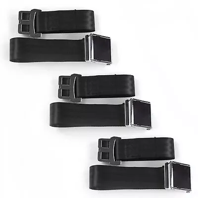 Airplane 2pt Black Lap Bench Seatbelt Kit - 3 Belts Fits Ford 1979-1993 Mustang • $127.38