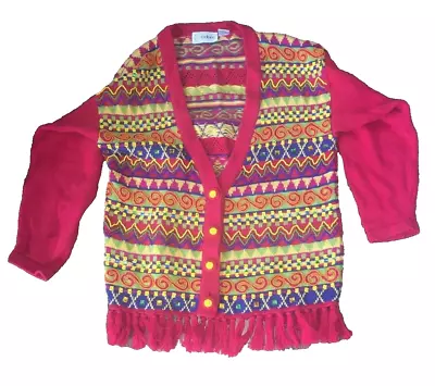 Vintage 1980's Women's Beaded Button Up Cedar Sweater RED • $22.49