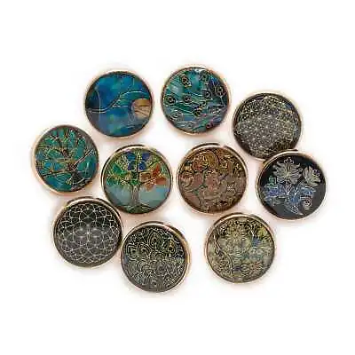 5pcs Retro Time Gem Round Metal Buttons For Clothing Sewing Handmade Decor 18mm • £4.79