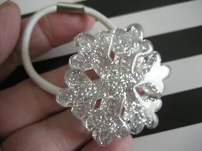 $3.75 • Buy NEW Clear Silver Sparkle GYMBOREE SNOWFLAKE PONY TAIL HOLDER Penguin Chalet 