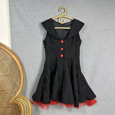 Voodoo Vixen Dress Size L Black Pin Up Retro Rockabilly Fit And Flare • $29.14