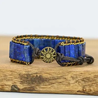 Dark Blue Natural Lapis Lazuli Vintage Handmade Healing Unisex Men Boys Bracelet • $13.50