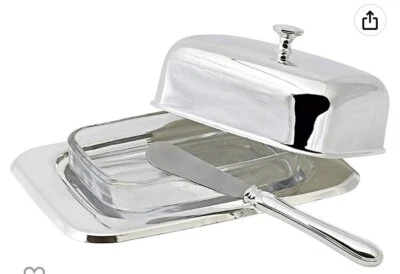 £20 • Buy Edzard Butter Dish ‘Mista’ - 250 Gram Silver Plated W/ Butter Spreader