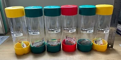 Lot Of 6 Viewtainer 2  X 8  Spill-Proof Small Parts Storage Jar Container Slit T • $56.99