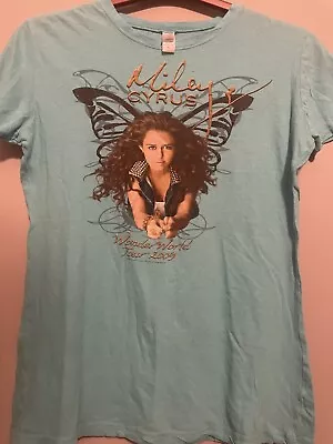 Miley Cyrus - “Wonder World” Tour 2009 -Turquoise Shirt - Women XL Next Level • $29.99