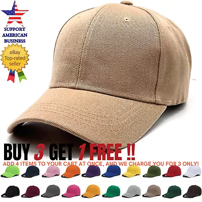 Plain Baseball Cap For Men And Women Strapback Closure Adjustable Hat Polo Style • $5.25