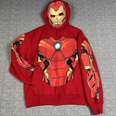 Marvel Iron Man Zip Up Hoodie Over The Face Mask Men's Small Red • $29.99