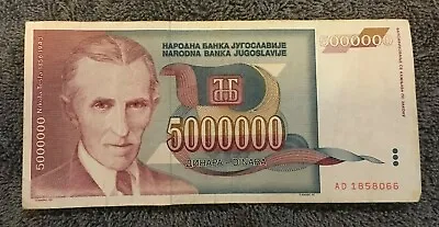 (55) 1993 5000000 Dinara Narodna Banka Jugoslavije Bank Notes • $2