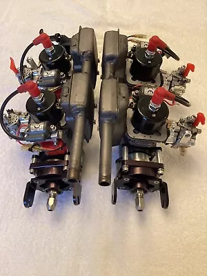 RC BOAT PAIR OF ZENOAH PETROL  52cc INLINE TWIN COUNTER ROTATING ENGINES. • £775