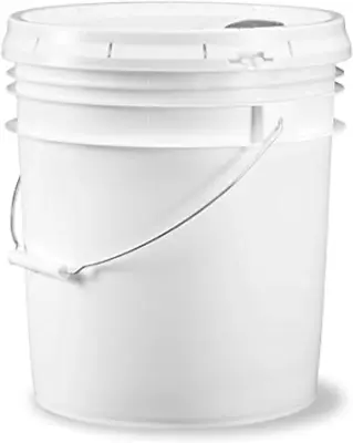 5 Gallon Food Grade White Plastic Bucket With Handle & Pour Spout Lid - Set Of 1 • $34.99