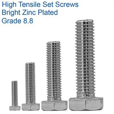 M10 - 10mm HIGH TENSILE FULLY THREADED SET SCREWS HEX BOLTS ZINC PLATED 8.8 • £114.29