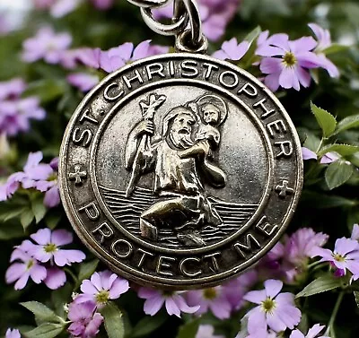 SAINT ST CHRISTOPHER Protect Me Vintage SWANK Silver Tone Metal MEDAL MEDALLION • $9