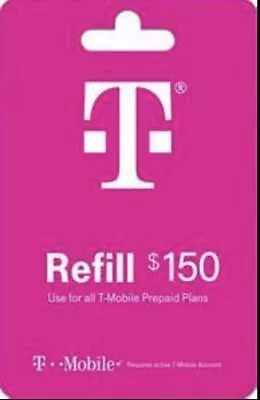 T-Mobile $150 Prepaid Refill Card Air Time Top-Up/Pin RECHARGE(Direct) • $146