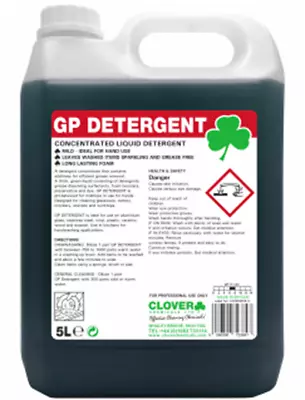 Clover GP Detergent Neutral Washing Up Liquid For Grease Removal 5L • £16.03