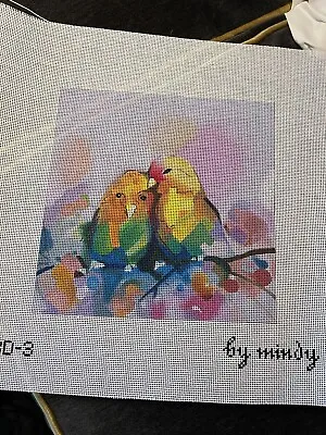 LOVE BIRDIES By Mindy Needlepoint Canvas. 7  X 7  18 M. RETAIL $138.  • $99