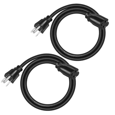 DEWENWILS 2 Pack 3 Ft Extension Cord 16 AWG SJTW Power Cable 3 Prong Outlets • $11.89