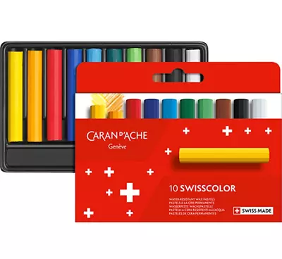 Caran D'Ache Swisscolor Water Resistant Pastels Box Of 10 Or Box Of 15 • £6.99