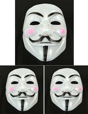 $11.99 • Buy 3 Pcs V For Vendetta Anonymous Guy Fawkes Masquerade Halloween Mask Pink Cheek
