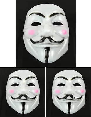 3 Pcs V For Vendetta Anonymous Guy Fawkes Masquerade Halloween Mask Pink Cheek • $11.99