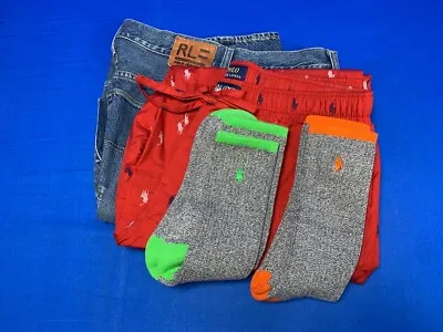 Mens Polo Clothing Lot Stone Washed Jeans 34/30 Socks Lounge Pants Free Shipping • $39.99