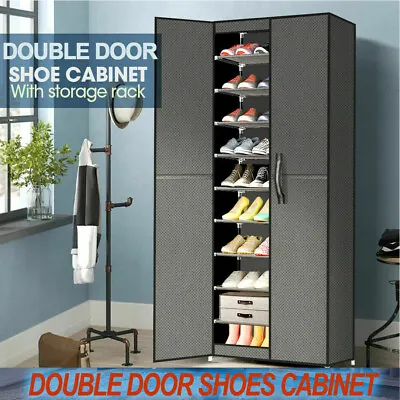 $43.99 • Buy 10 Tiers Shoe Rack Stackable Fabric Cabinet Storage Holder Wardrobe Organiser